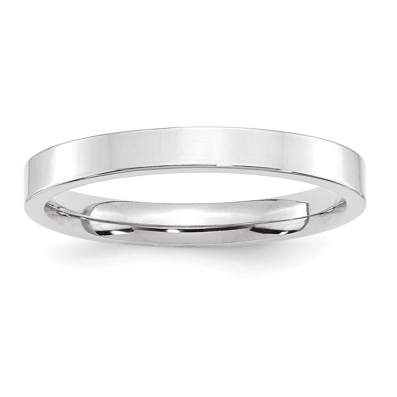 14K Weißgold 3 mm Standardgewicht flacher Ehering mit Komfort-Passform