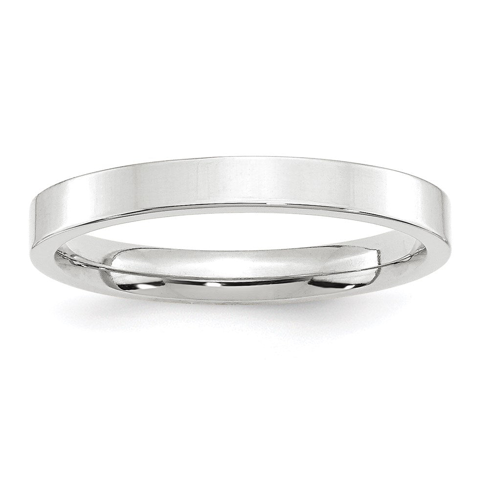 14K Weißgold 3 mm Standardgewicht flacher Ehering mit Komfort-Passform