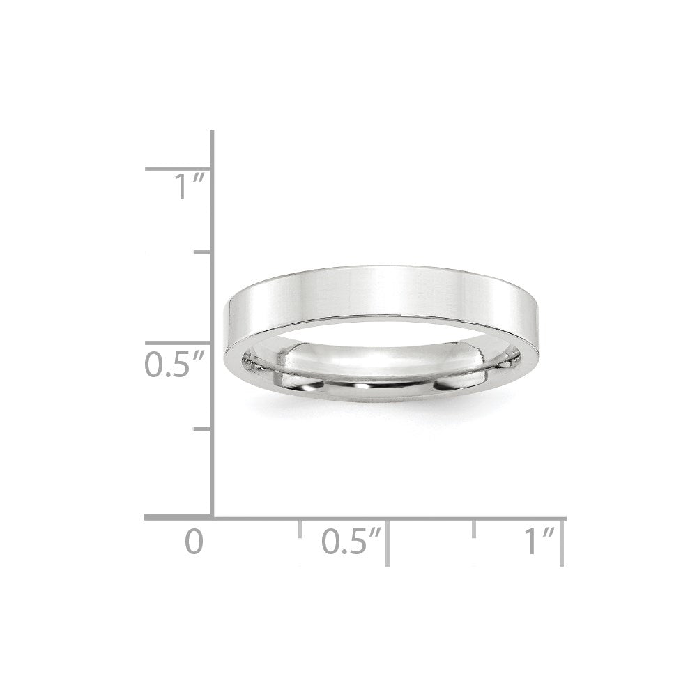 14K Weißgold 4 mm Standardgewicht flacher Ehering mit Komfort-Passform