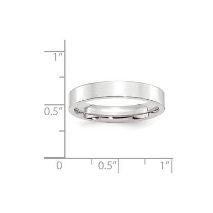 14K Weißgold 4 mm Standardgewicht flacher Ehering mit Komfort-Passform