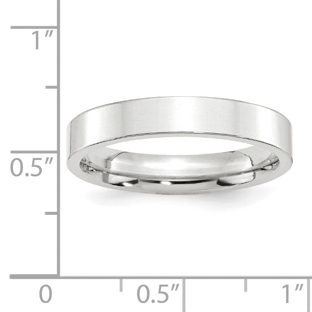 10K Weißgold 4 mm Ehering mit flacher Komfort-Passform, Standardgewicht