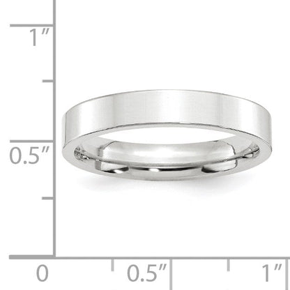10K Weißgold 4 mm Ehering mit flacher Komfort-Passform, Standardgewicht