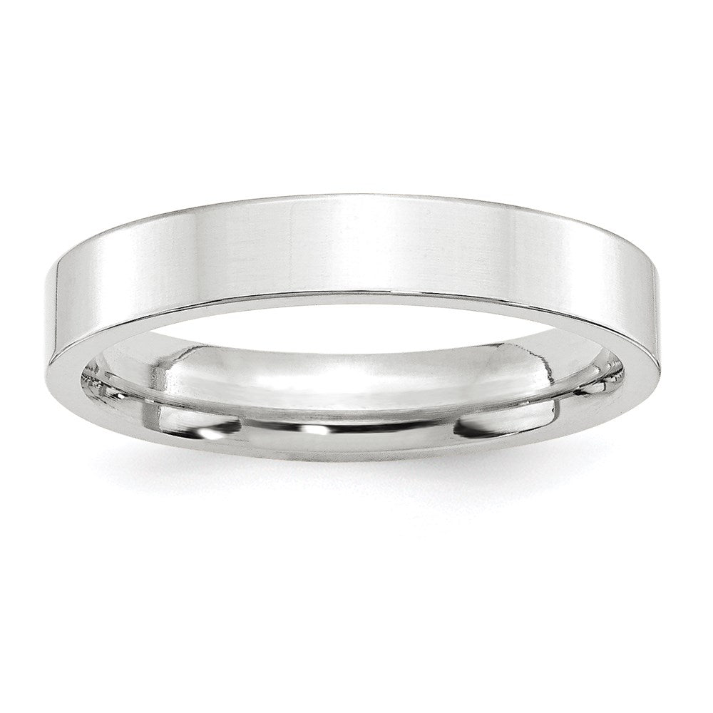 14K Weißgold 4 mm Standardgewicht flacher Ehering mit Komfort-Passform
