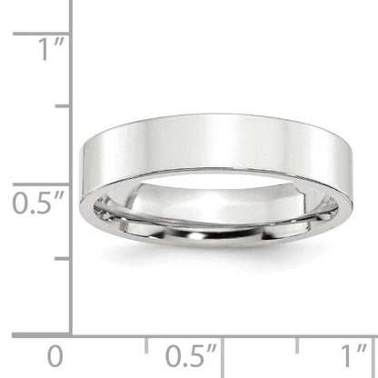 10k Weißgold 5 mm Standard-Gewicht flacher Ehering mit Komfort-Passform