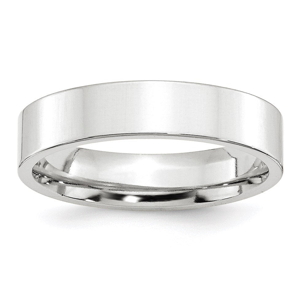 14K Weißgold 5 mm Standardgewicht flacher Ehering mit Komfort-Passform