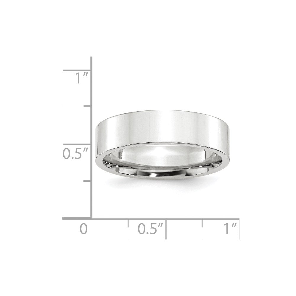 10K Weißgold 6 mm Ehering mit Standardgewicht, flach, Komfort-Passform
