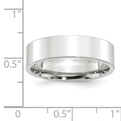 10K Weißgold 6 mm Ehering mit Standardgewicht, flach, Komfort-Passform