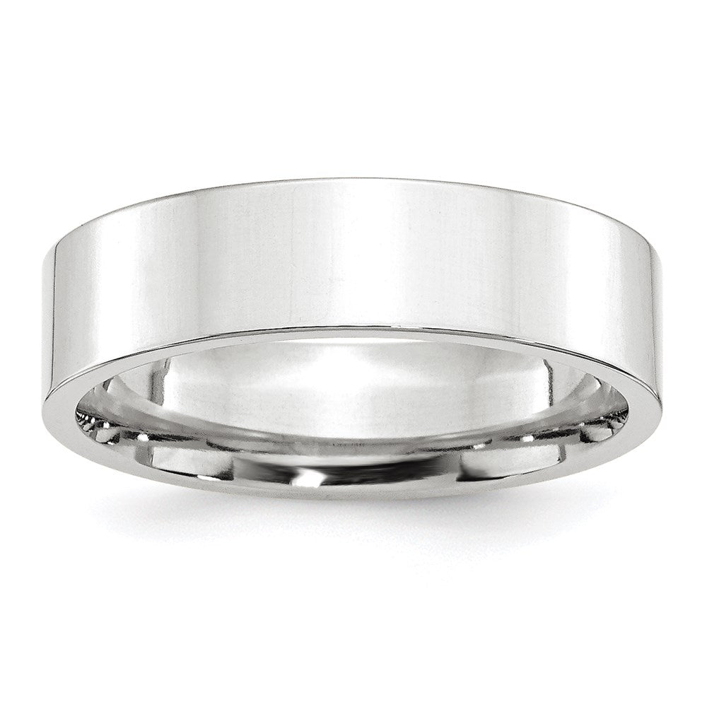14K Weißgold 6 mm Ehering, Standardgewicht, flach, Komfort-Passform