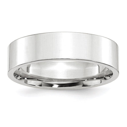 14K Weißgold 6 mm Ehering, Standardgewicht, flach, Komfort-Passform
