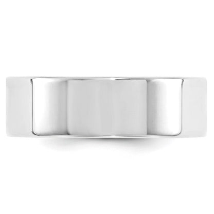 14K Weißgold 7 mm Standardgewicht flacher Ehering mit Komfort-Passform