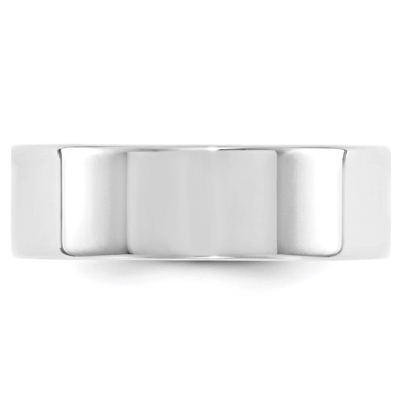 14K Weißgold 7 mm Standardgewicht flacher Ehering mit Komfort-Passform