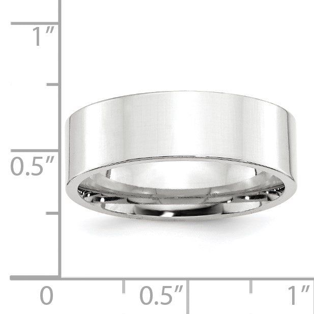 10k Weißgold 7 mm Ehering mit flachem Profil, Standardgewicht und Komfort-Passform