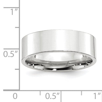 14K Weißgold 7 mm Standardgewicht flacher Ehering mit Komfort-Passform