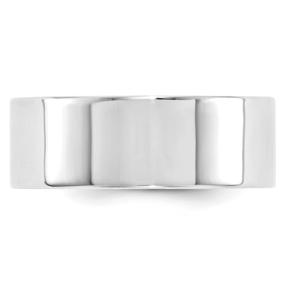 14K Weißgold 8 mm Standardgewicht Flacher Ehering mit Komfort-Passform