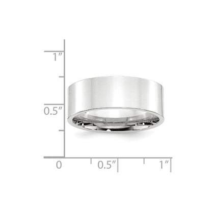 10K Weißgold 8 mm Ehering mit Standardgewicht, flach, Komfort-Passform