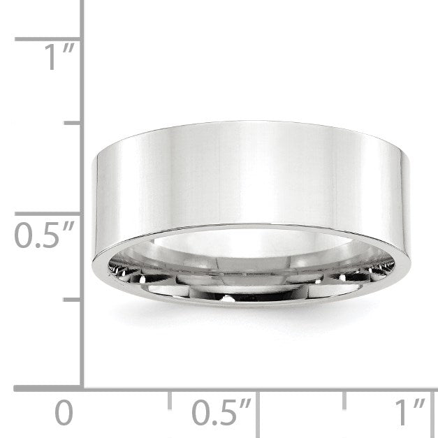 10K Weißgold 8 mm Ehering mit Standardgewicht, flach, Komfort-Passform