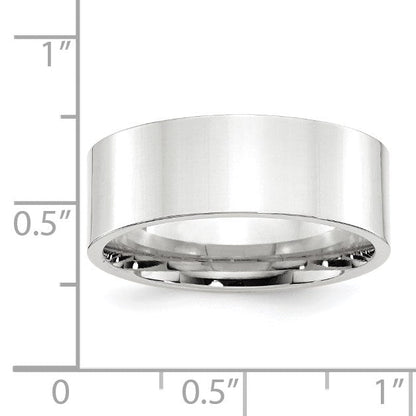 10K Weißgold 8 mm Ehering mit Standardgewicht, flach, Komfort-Passform