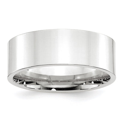 10K Weißgold 8 mm Ehering mit Standardgewicht, flach, Komfort-Passform