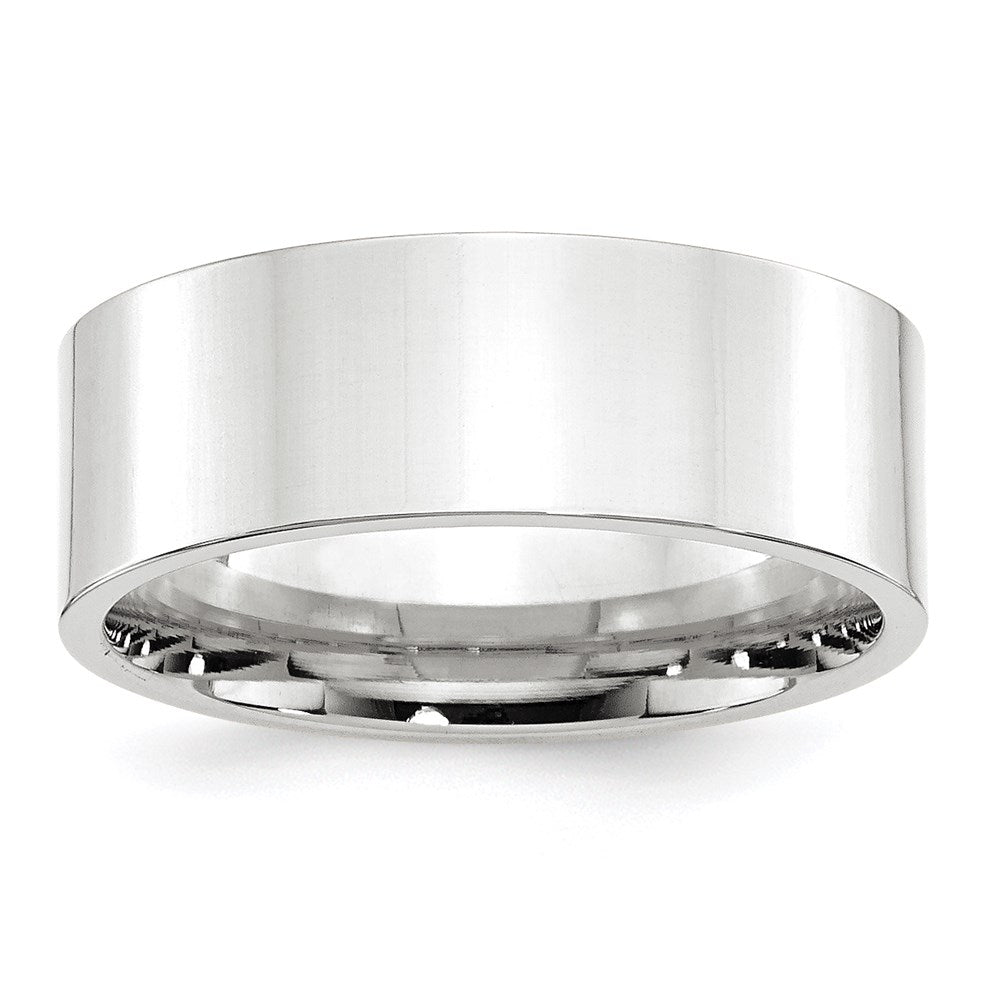 10K Weißgold 8 mm Ehering mit Standardgewicht, flach, Komfort-Passform
