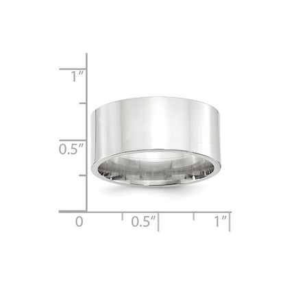 10K Weißgold 10 mm Ehering mit Standardgewicht, flach, Komfort-Passform