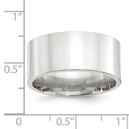 10K Weißgold 10 mm Ehering mit Standardgewicht, flach, Komfort-Passform