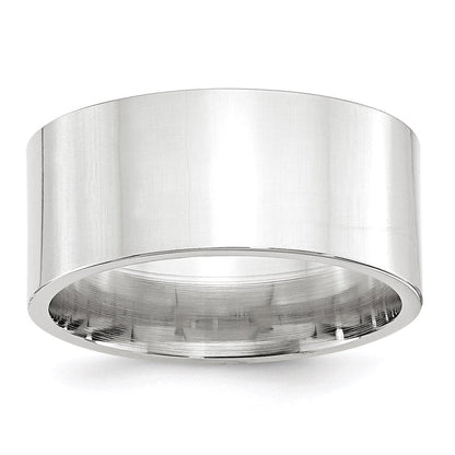 14K Weißgold 10 mm Standardgewicht flacher Ehering mit Komfort-Passform