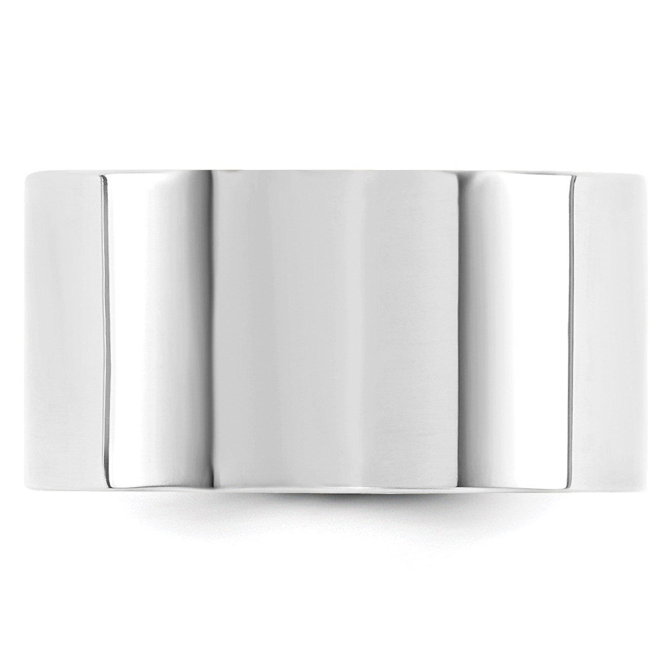 14K Weißgold 12 mm Standardgewicht flacher Ehering mit Komfort-Passform