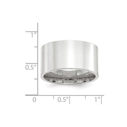 14K Weißgold 12 mm Standardgewicht flacher Ehering mit Komfort-Passform