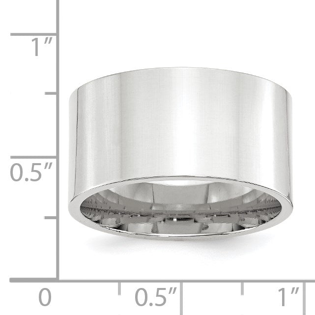 14K Weißgold 12 mm Standardgewicht flacher Ehering mit Komfort-Passform