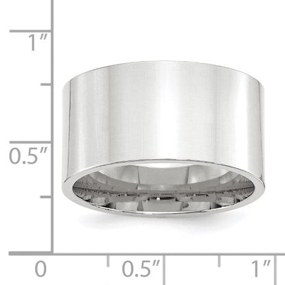 14K Weißgold 12 mm Standardgewicht flacher Ehering mit Komfort-Passform