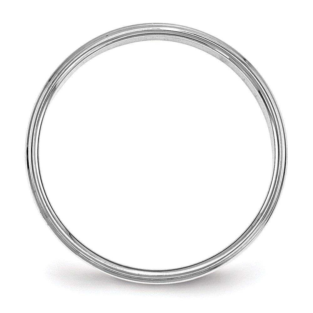 14k Weißgold 4 mm flacher Ehering mit Stufenkante