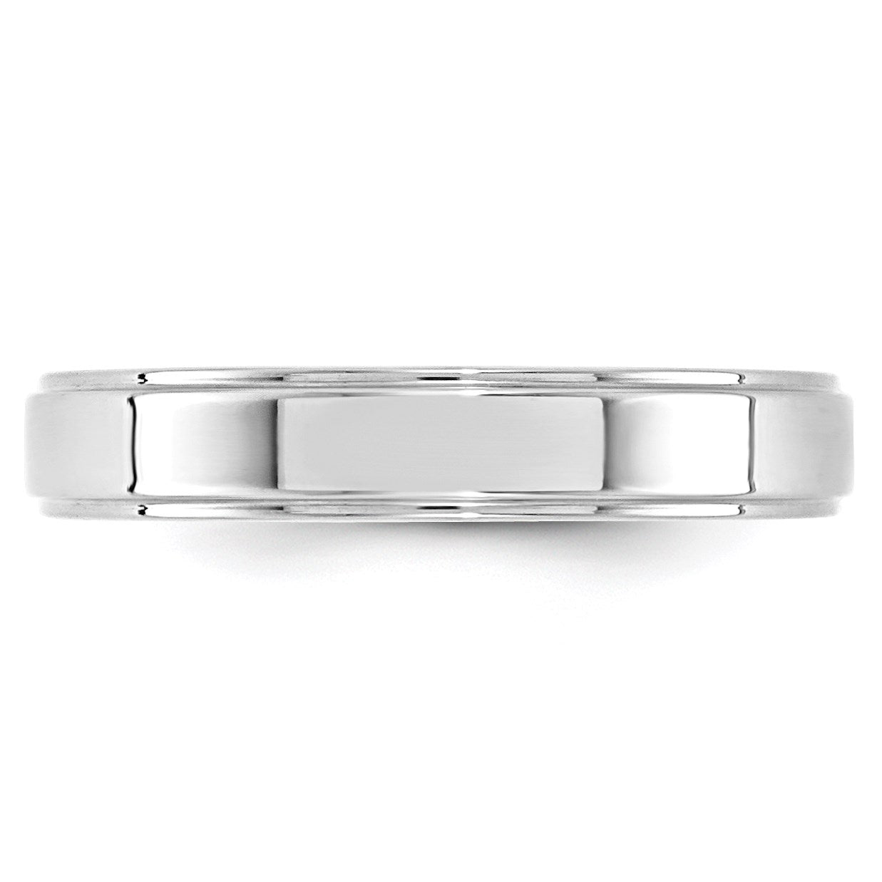 10K Weißgold Ehering, 4 mm, flach mit abgesetzter Kante