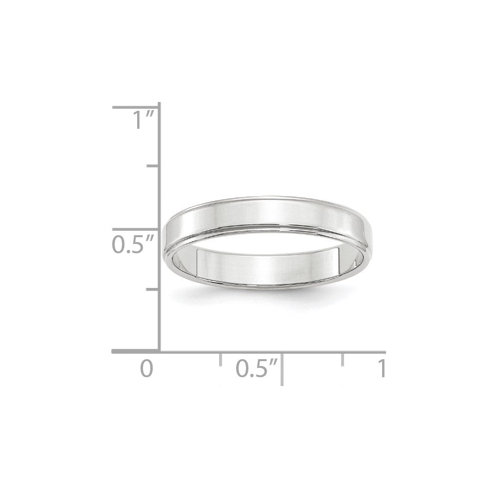 14k Weißgold 4 mm flacher Ehering mit Stufenkante