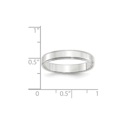 14k Weißgold 4 mm flacher Ehering mit Stufenkante