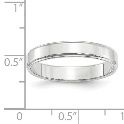 10K Weißgold Ehering, 4 mm, flach mit abgesetzter Kante