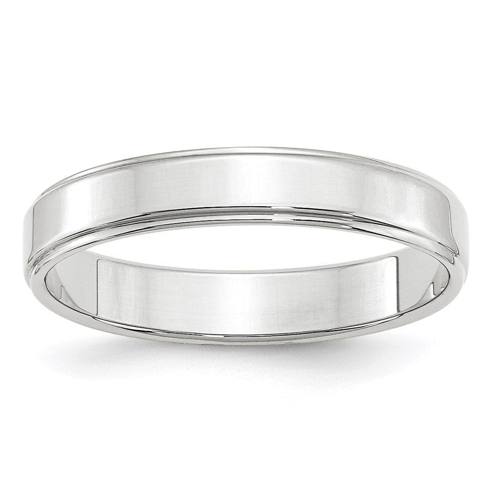 14k Weißgold 4 mm flacher Ehering mit Stufenkante