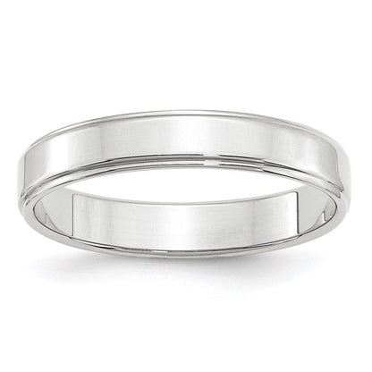 14k Weißgold 4 mm flacher Ehering mit Stufenkante