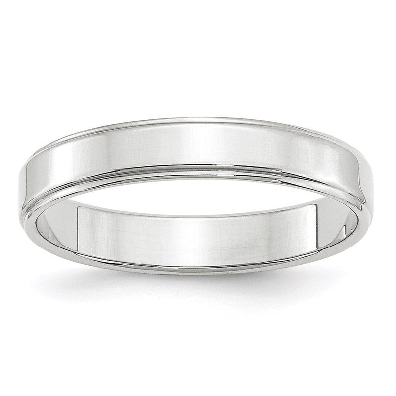 18K Weißgold 4mm Flach mit Stufe Kante Ehering Ring