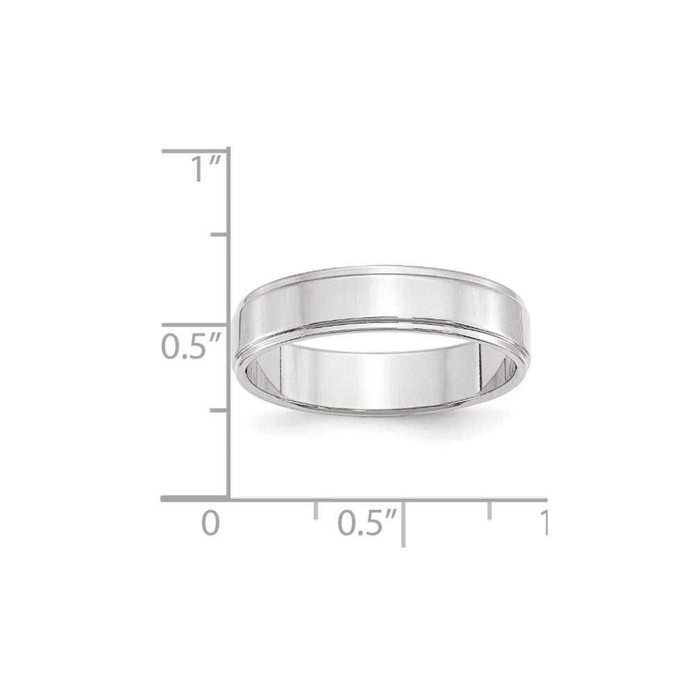 14k Weißgold 5 mm flacher Ehering mit Stufenkante