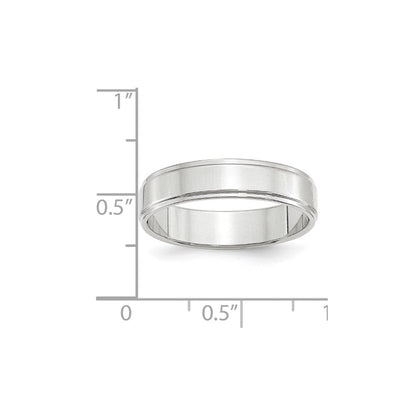 14k Weißgold 5 mm flacher Ehering mit Stufenkante