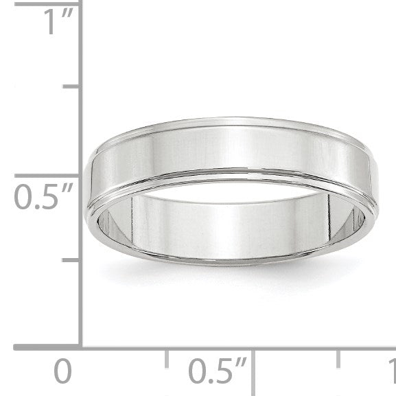 10K Weißgold 5 mm flacher Ehering mit Stufenkante