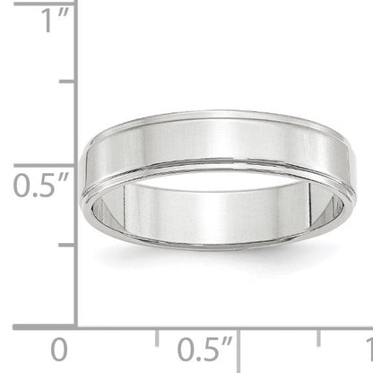 10K Weißgold 5 mm flacher Ehering mit Stufenkante