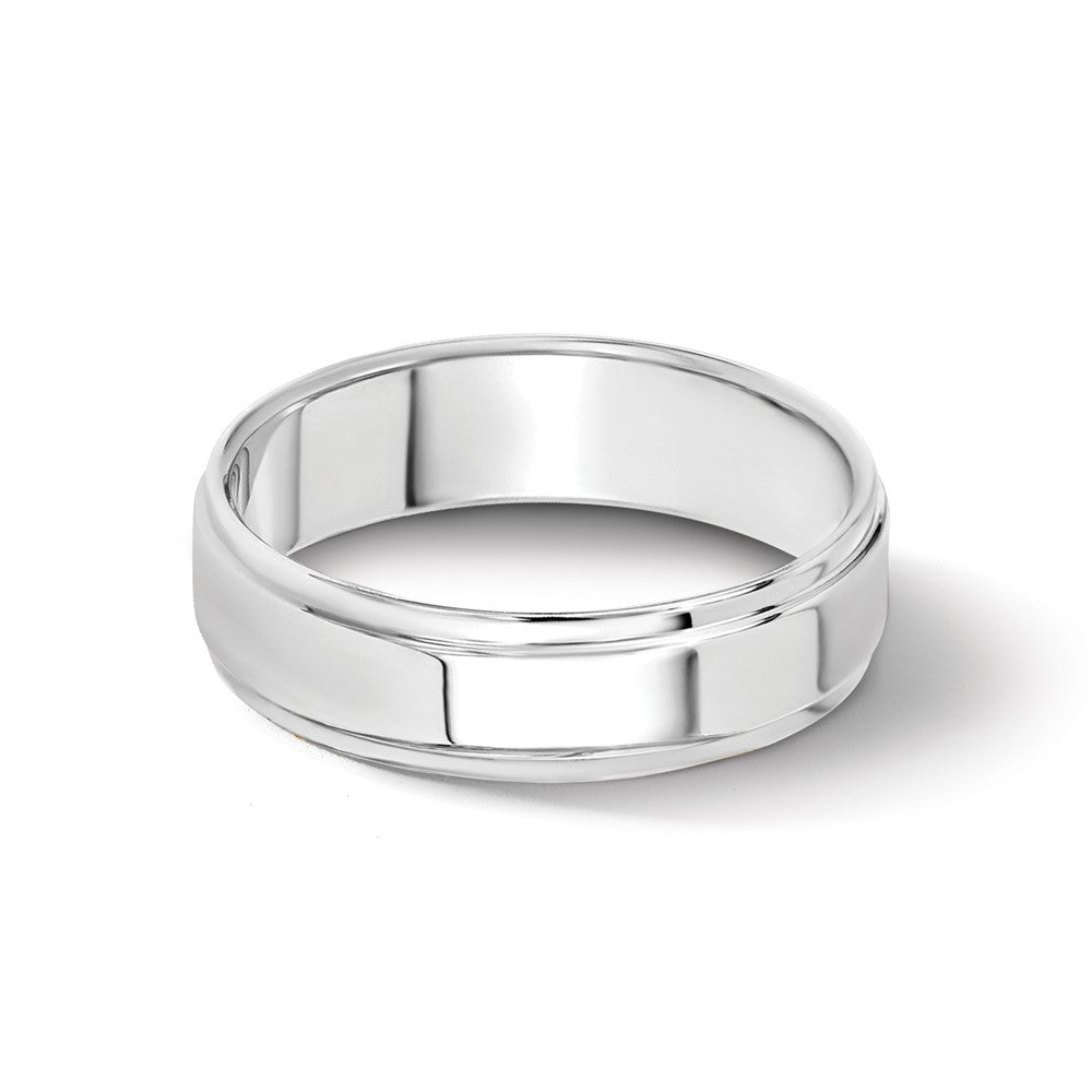14k Weißgold 5 mm flacher Ehering mit Stufenkante