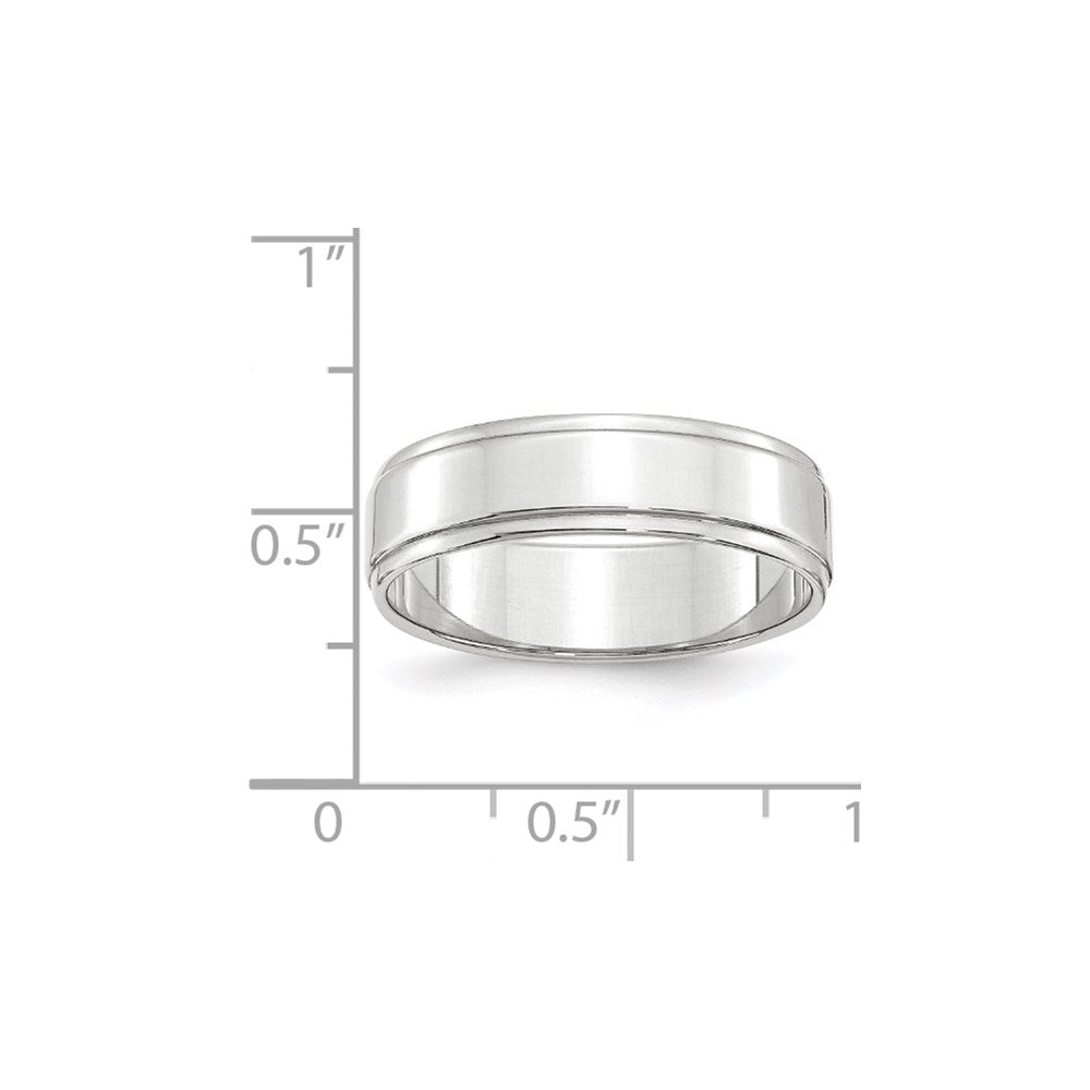 14K Weißgold 6 mm flacher Ehering mit Stufenkante