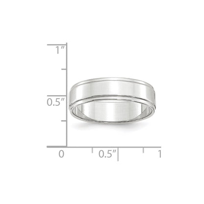14K Weißgold 6 mm flacher Ehering mit Stufenkante