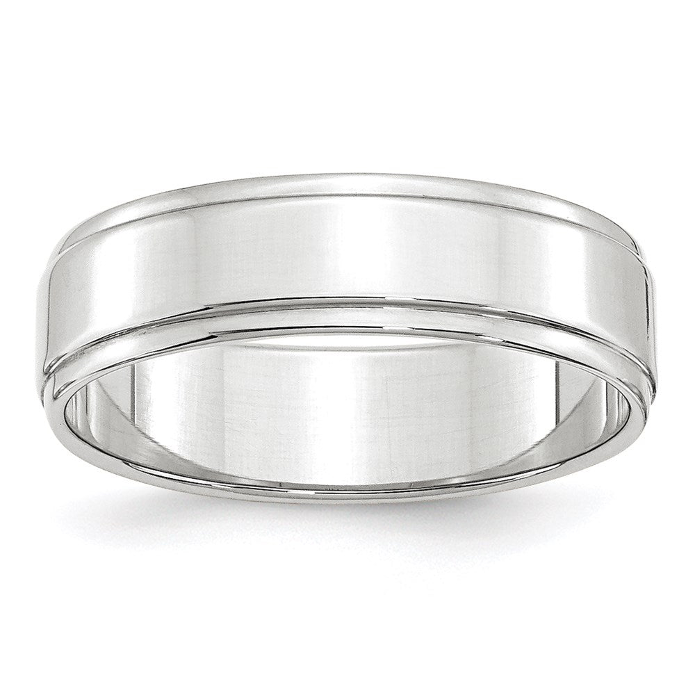 10K Weißgold 6 mm flacher Ehering mit abgestufter Kante