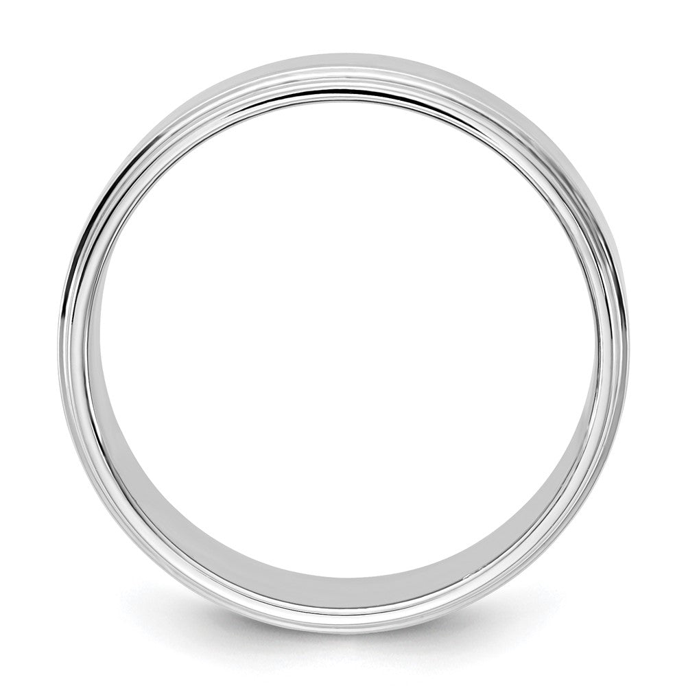 14K Weißgold Trauring, 7 mm, flach mit Stufenkante