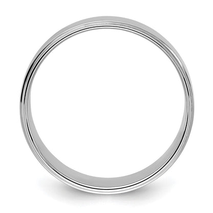 10k Weißgold 8 mm flacher Ehering mit Stufenkante