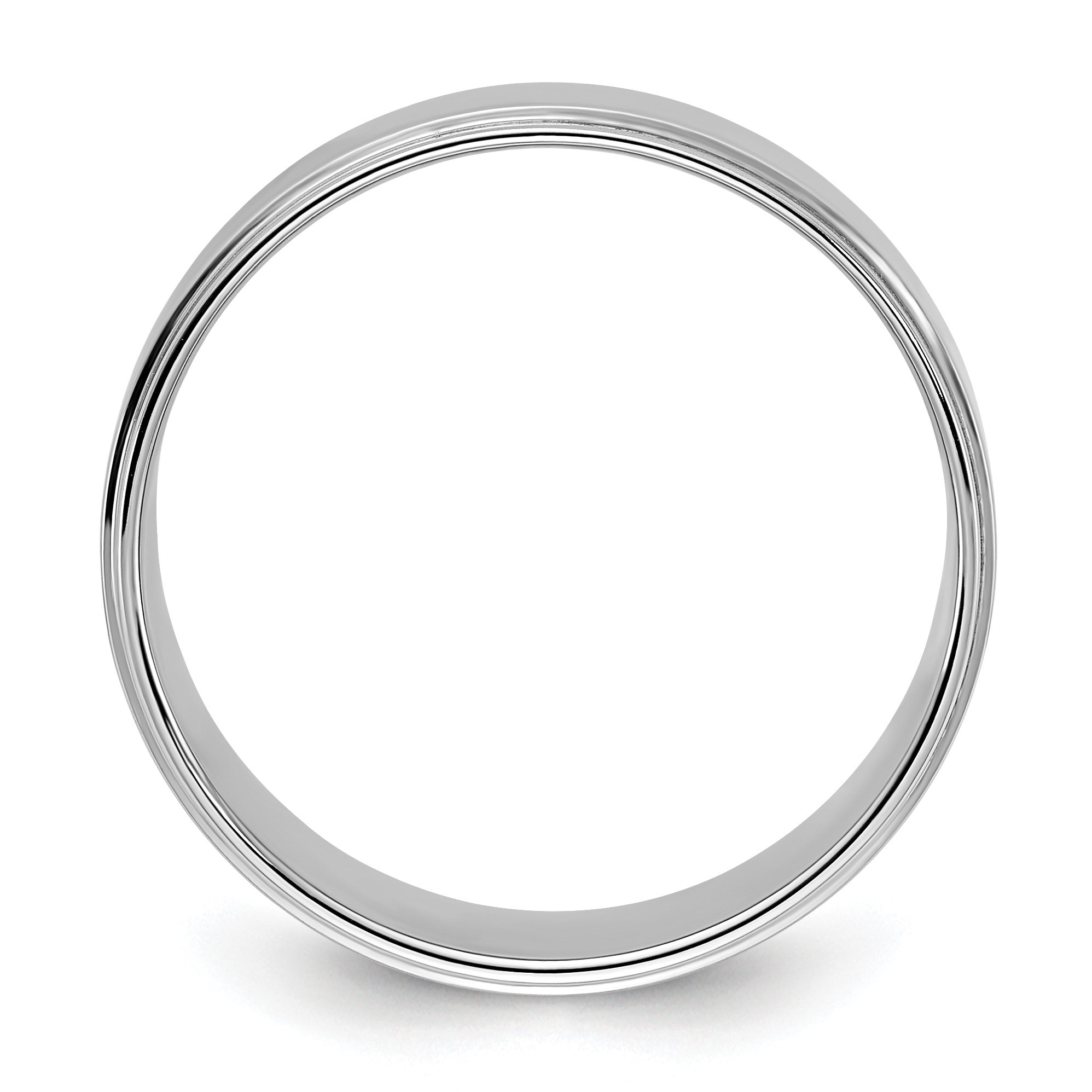 14K Weißgold 8 mm flacher Ehering mit Stufenkante