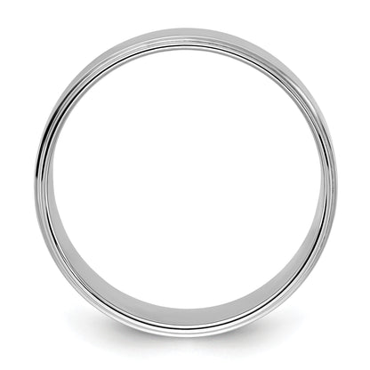 14K Weißgold 8 mm flacher Ehering mit Stufenkante